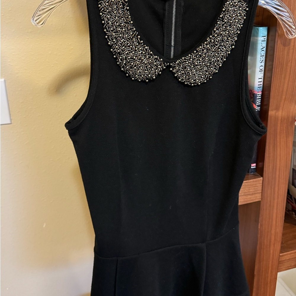 Soprano Black Top with Embellished Collar